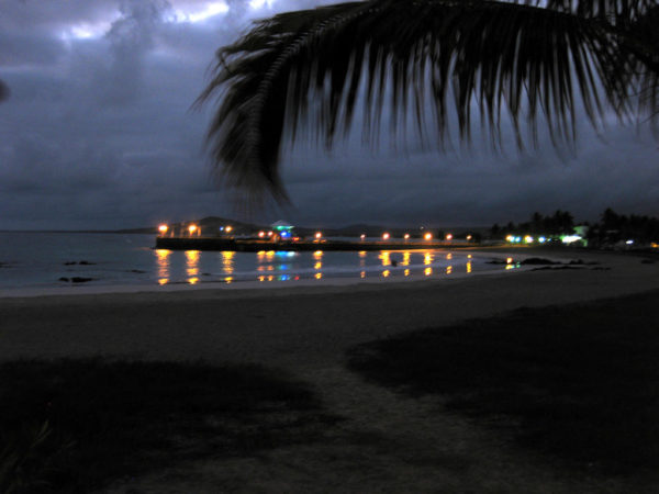 View of Puerto Ayora at night time.